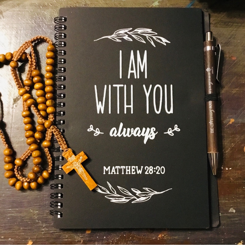 Rosary & Notebook bible verse Inspirational Quote with pen